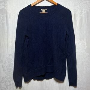 Vertical Design Cashmere Sweater Large Navy Blue 2 Ply Classic Preppy Ribbed